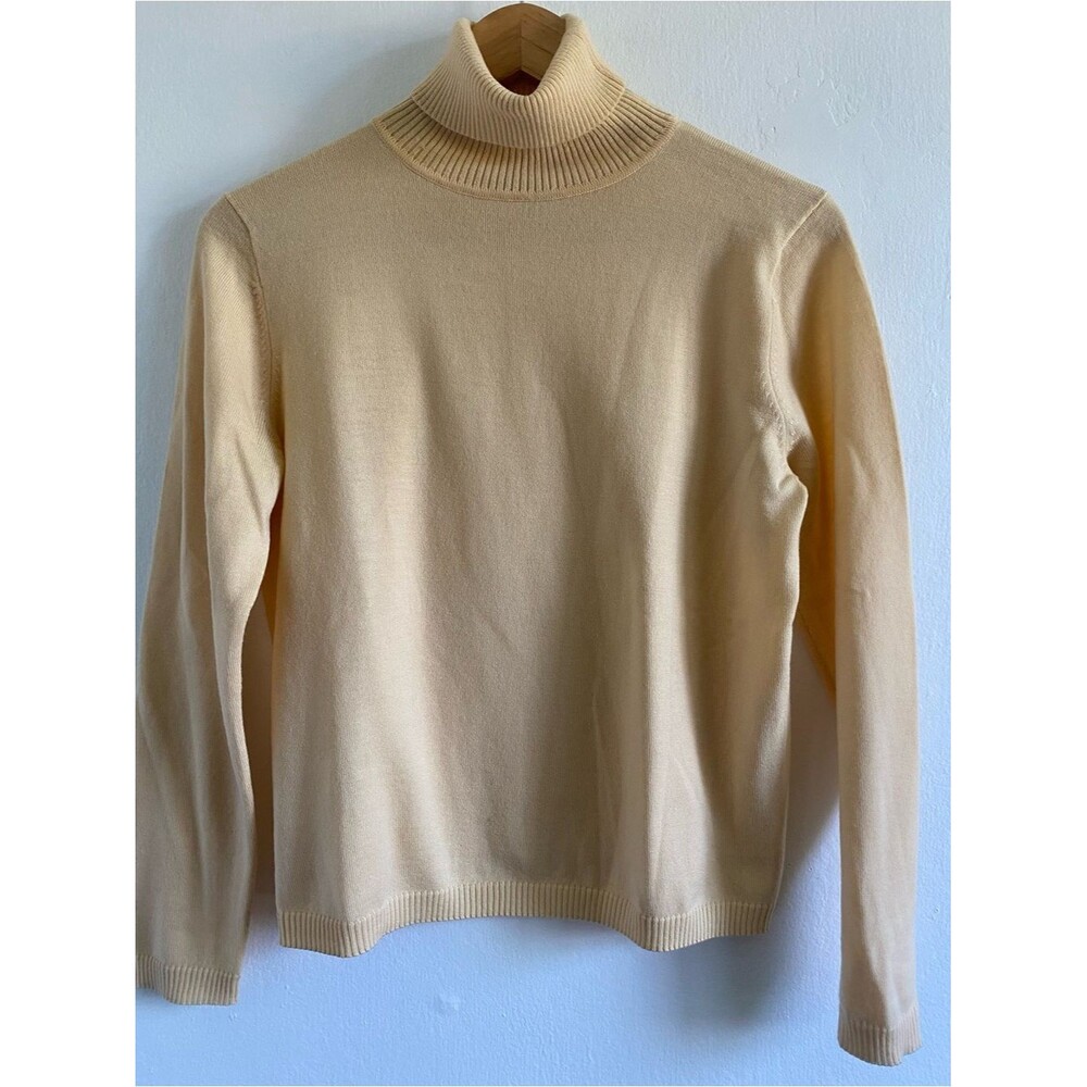 Pendleton Butter Yellow Merino wool Turtleneck sweater Size S Preppy Cropped
